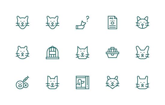 15 Regular Line Vectors for Pet Theme Web and App Icon Pack Collection