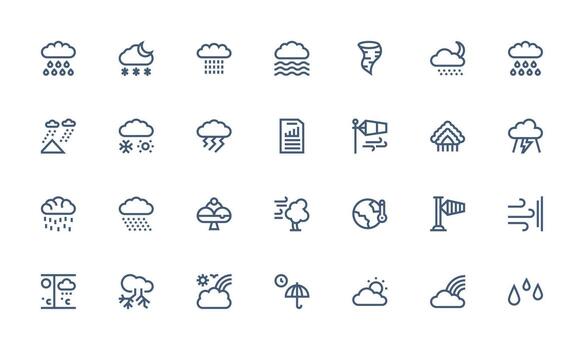 Forecast Icon Collection with 28 Bold Line Designs Interface Icon Collection for Daily Projects vector