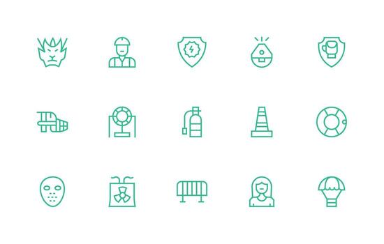 Safety featuring 15 Icons in Regular Line Design Multi-Style Icons for Creative Projects vector