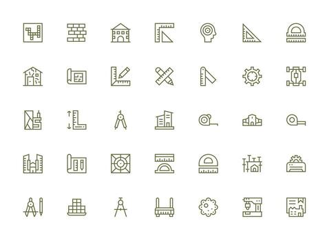 Blueprint Visual Pack containing 35 Regular Clean Line Icons Line Icon Collection vector