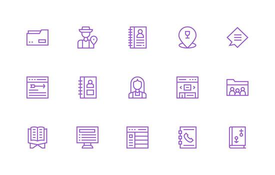 15 Regular Line Designs for Directory Icons High-Resolution Icons for Any Platform vector
