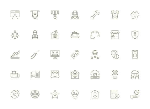 Service Set with 35 Light Line Icons Web and App Icon Pack Collection vector