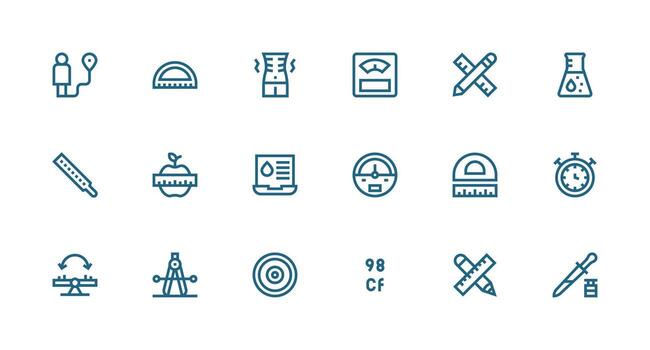 18 Icons for Measurement in Strong Stroke Line Format Functional Icon Series vector