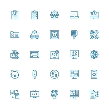 Application Icon Set with 25 Medium Stroke Outline Graphics Well-Structured Icons for Creative Use vector