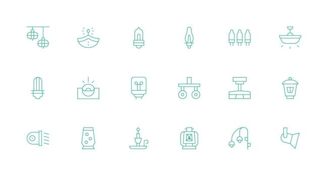 Lamp featuring 18 Icons in Minimal Line Design Icon Pack for UI vector