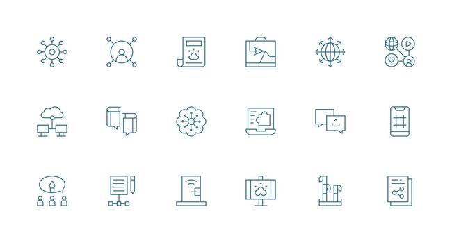 18 Minimal Line Vectors for Sharing Theme Compact Icon Set