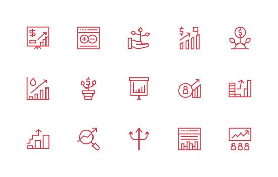 15 Regular Line Icons for Increase Graphics Sharp Icons for Presentations vector