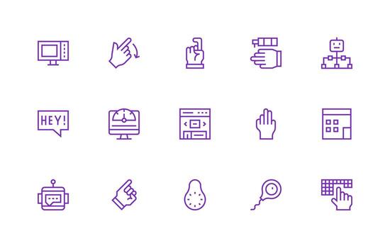 Interface Icon Collection with 15 Regular Line Designs Icon Collection Set vector