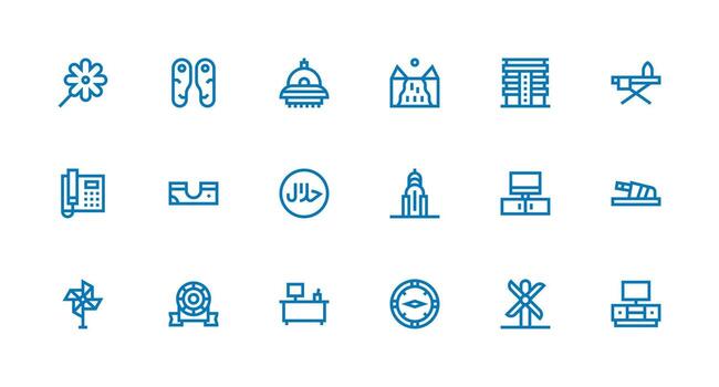 18 Strong Stroke Line Icons for Flat Graphics Detailed Icon Collection for Design Systems vector