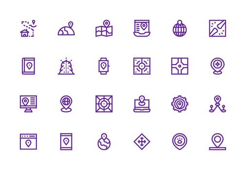 Coordinates featuring 24 Icons in Thick Line Line Design Well-Structured Icons for Creative Use vector