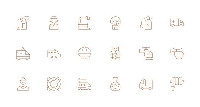 Rescue Icon Collection with 18 Minimal Line Designs Icon Pack for UI vector