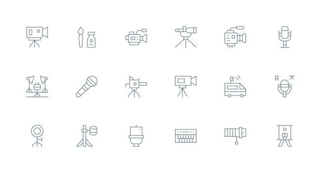 Studio featuring 18 Icons in Minimal Line Design UI Icon Set vector