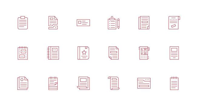 Memo Icon Collection with 18 Minimal Line Designs Dashboard Icon Series vector