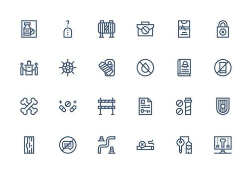 Restricted Set with 24 Thick Line Line Icons Fully Editable Icon Set for Web vector