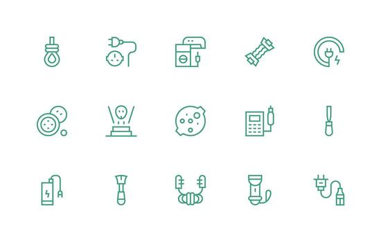 Cord Icon Collection with 15 Regular Line Designs Customizable Icon Series for Mobile Screens vector