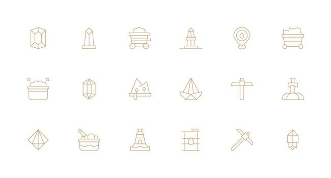 18 mínimo línea estilo íconos desde mineral colección reutilizable icono conjunto vector
