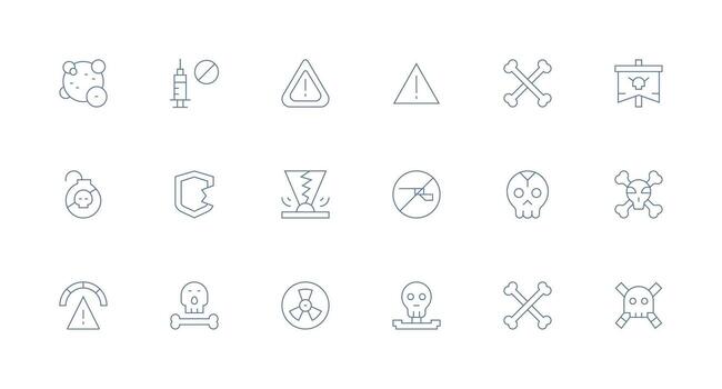 Unsafe Icon Set with 18 Minimal Line Graphics Pixel Perfect Icon Set vector
