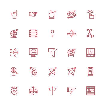 25 medio carrera contorno estilo íconos desde flecha colección multi-estilo íconos para creativo proyectos vector