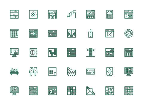 Layout Design Icons featuring 35 in Regular Clean Line Style Minimal Icon Pack vector