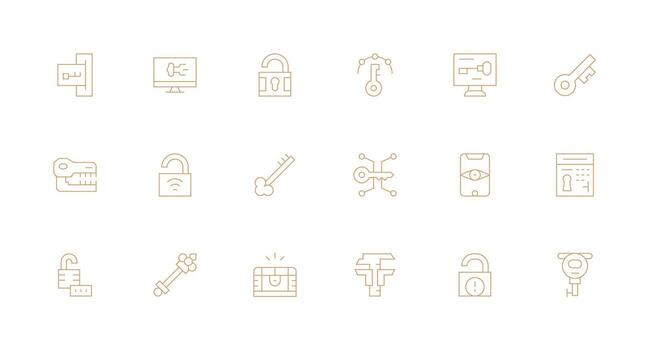 18 Minimal Line Icons for Unlock Graphics Reusable Icon Set vector