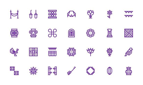 28 Bold Line Style Icons from Decorative Collection Full Icon Library for UI Designers vector