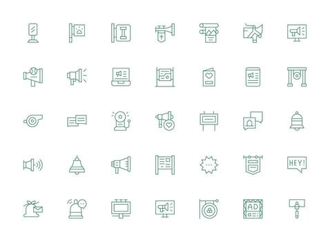Announcement Set with 35 Light Line Icons UI and UX Focused Icon Collection vector