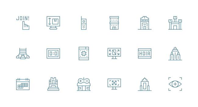 Pixel Design Icons featuring 18 in Minimal Line Style Fully Editable Icon Set for Web vector