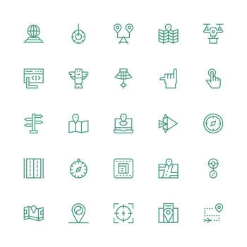 Medium Stroke Outline Style Navigation Icons with 25 Vectors General Use Icon Pack
