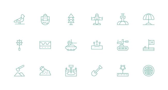 Ground Icon Set with 18 Minimal Line Graphics Icons Built for Visual Consistency Pack vector