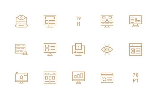 Data Display Set with 15 Regular Line Icons Organized Icon Pack for Quick Access vector