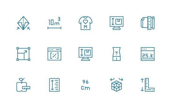 15 Regular Line Designs for Size Icons Scalable Icons for Cross-Platform Interfaces vector