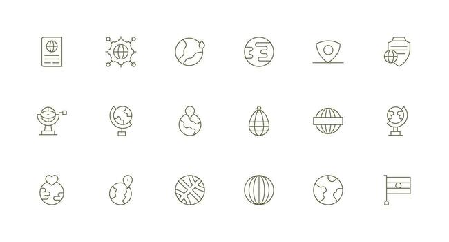 18 Minimal Line Icons for World Graphics Modern Line and Glyph Icon Series vector