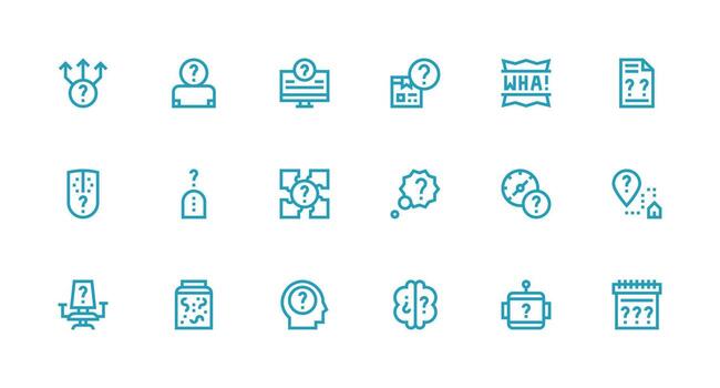 18 Unknown Icons in Strong Stroke Line Aesthetic Pixel Perfect Icon Set vector