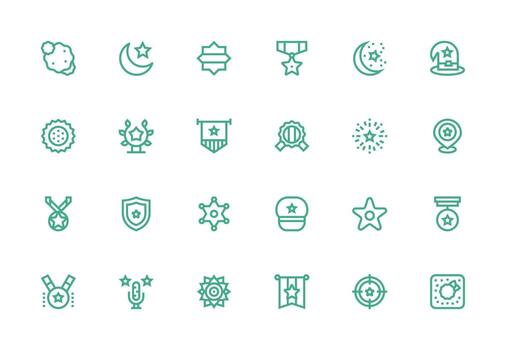 Star Icon Collection with 24 Thick Line Line Designs Quick Access Icons for UI Development vector