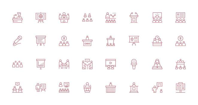 Seminar featuring 32 Icons in Thin Line Design Quick Access Icons for UI Development vector