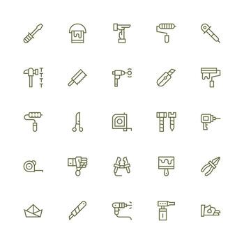 Diy Set with 25 Medium Stroke Outline Icons Layout Icon Collection vector