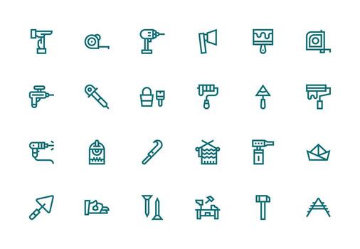 Diy Set with 24 Thick Line Line Icons Design Ready Icon Set for Teams vector
