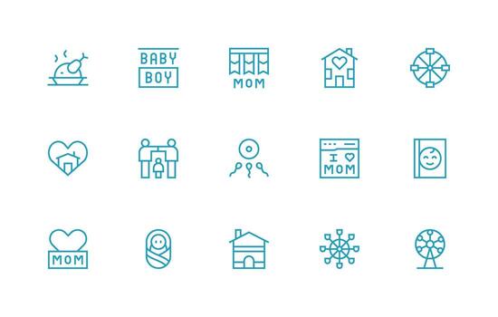 15 Regular Line Style Icons from Family Collection High-Resolution Icons for Any Platform vector
