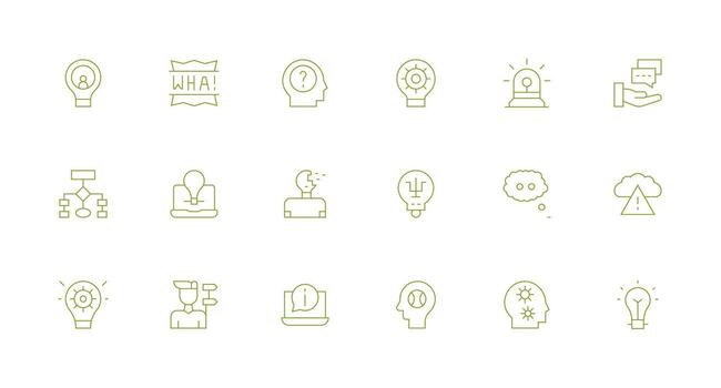 18 Icons for Problem Solving in Minimal Line Format Scalable Icons for Cross-Platform Interfaces vector