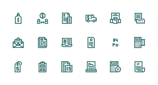 Strong Stroke Line Icons from Invoice Set with 18 Vectors Icon Pack for UI