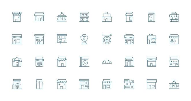Thin Line Icons from Storefront Set with 32 Vectors Display Icon Pack