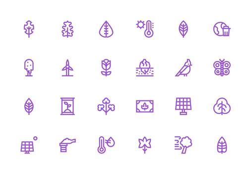 Environment Visual Pack containing 24 Thick Line Line Icons Design Ready Icon Set for Teams vector