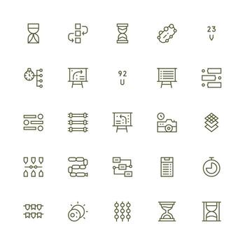25 Sequence Icons in Medium Stroke Outline Aesthetic Lightweight Icon Series vector