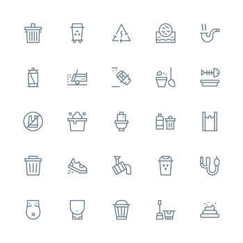 medio carrera contorno estilo residuos íconos con 25 vectores esencial icono conjunto para equipos