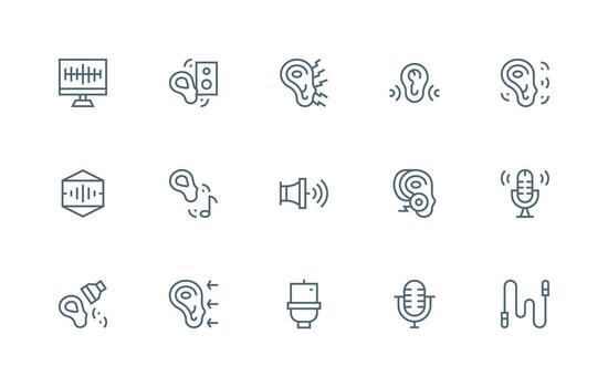 Soundwave Set with 15 Regular Line Icons Design Icon Pack vector