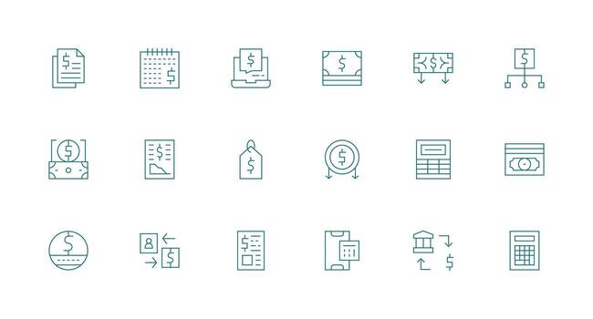 18 Icons for Expense in Minimal Line Format Compact Icon Pack vector