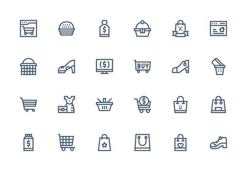 Buy Icon Collection with 24 Thick Line Line Designs Simple Icons for Interface and Wireframes vector