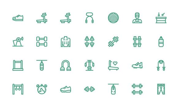 28 Icons for Workout in Bold Line Format Full Icon Library for UI Designers vector