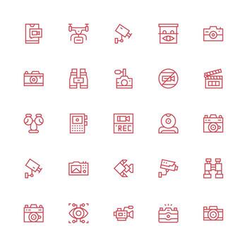 Medium Stroke Outline Icons from Camera Set with 25 Vectors Responsive Icon Set for Flexible Layouts