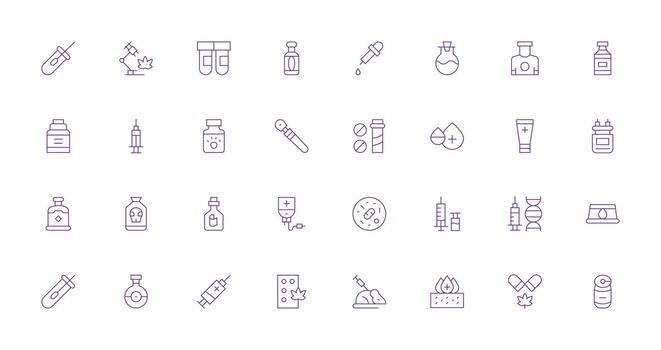 Pharmaceutical Design Icons featuring 32 in Thin Line Style Interface Icons for Daily Use vector